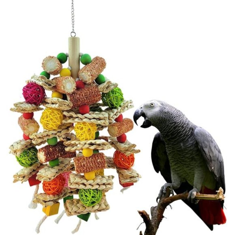 Parrot Toys, Natural Corn cob Bird chew Toys for Small and Medium-Sized Macaws